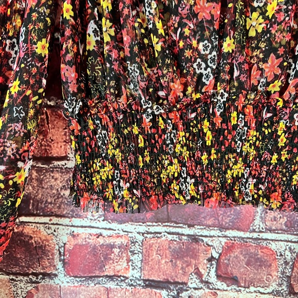 Free People Twyla Mesh Smocked Floral Crop Top - Picture 5 of 9
